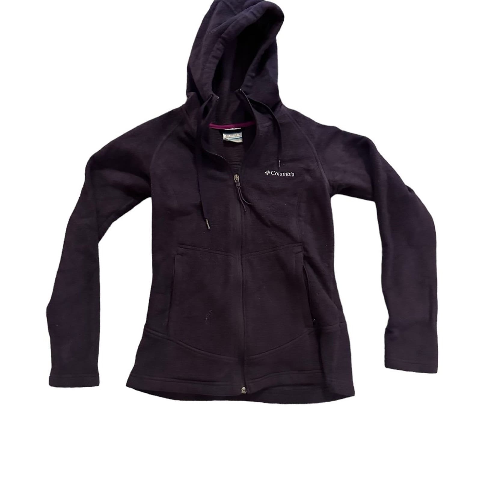 Columbia Sweater Womens Small Purple Fleece Hooded Full Zip Pockets Long Sleeve - Thumbnail 2