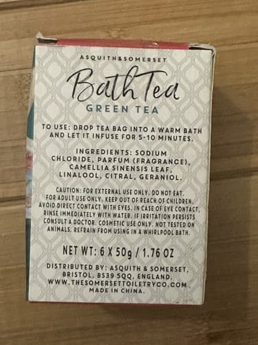 Asquith & Somerset Green Tea Bath Tea 1.76oz 6 Salt Tea Bags - Thumbnail 3