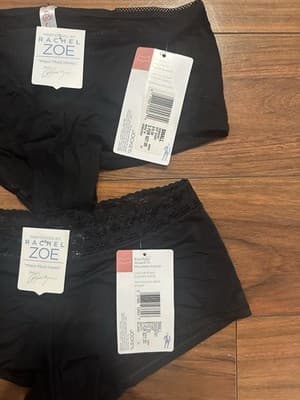 3 RACHEL ZOE Jockey Women’s Small Boyshort Panties Black Modal Microfiber Lace - Thumbnail 2