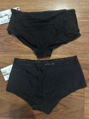3 RACHEL ZOE Jockey Women’s Small Boyshort Panties Black Modal Microfiber Lace - Thumbnail 3