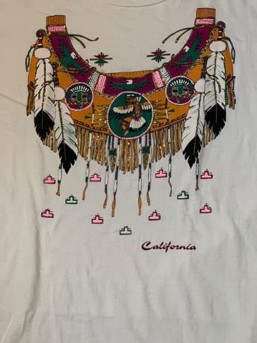 Vintage 90’s Diamond Dust California Graphic T-Shirt XL Indian Glitter Single St - Thumbnail 2
