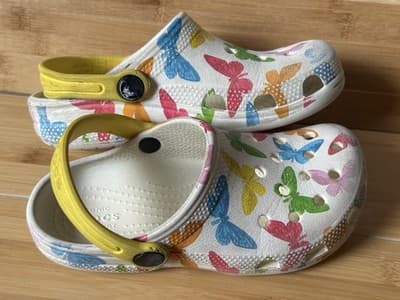 Crocs Classic Vacay Vibes Clog White Butterfly Print Kids C 12 Rare - Thumbnail 4