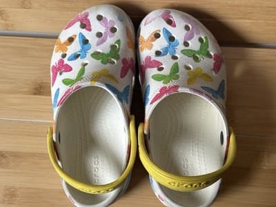 Crocs Classic Vacay Vibes Clog White Butterfly Print Kids C 12 Rare - Thumbnail 3
