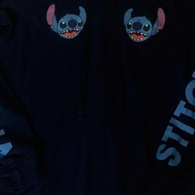 Womens Juniors Small Disney Stitch Graphic Hoodie Long Sleeve Sweatshirt - Thumbnail 3