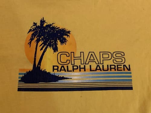 Vintage Chaps Ralph Lauren T Shirt Mens Large Yellow Short Sleeve Beach Tropical - Thumbnail 2