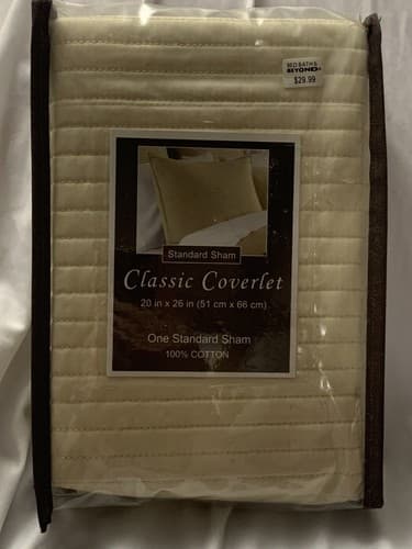 NWT Bed Bath & Beyond Classic Coverlet Two Standard Shams Beige Taupe 20" x 26" - Thumbnail 2
