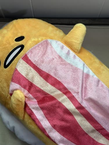 Gudetama the lazy egg Plush Doll big fluffy KAWAII SANRIO bacon Large 18” - Thumbnail 5