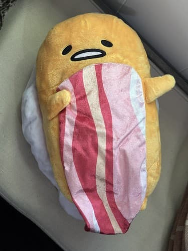 Gudetama the lazy egg Plush Doll big fluffy KAWAII SANRIO bacon Large 18” - Thumbnail 3