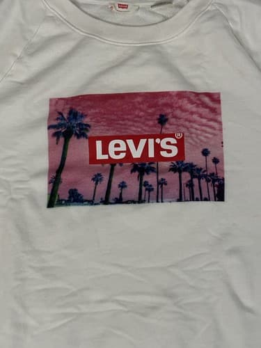 Levi's Sweatshirt White Size 2XL Palm Trees Pink Graphic crewneck Super Soft - Thumbnail 2
