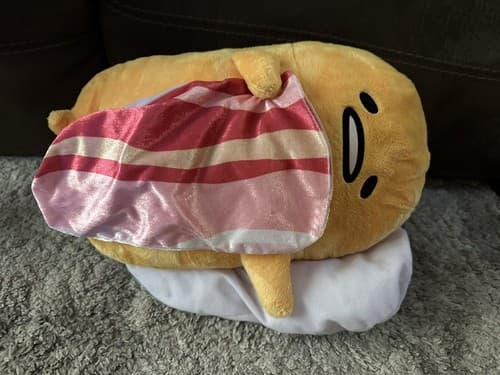 Gudetama the lazy egg Plush Doll big fluffy KAWAII SANRIO bacon Large 18” - Thumbnail 2