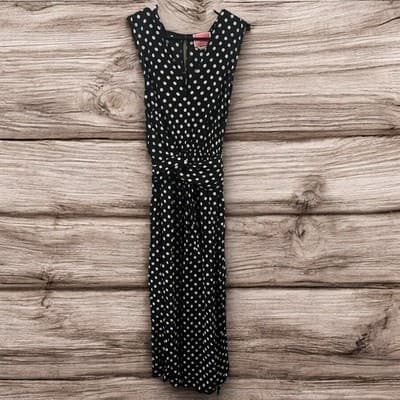 Kate Spade NY Lia Black White Polka Dot Capri Wide Sleeveless Jumpsuit 2 New! - Thumbnail 2
