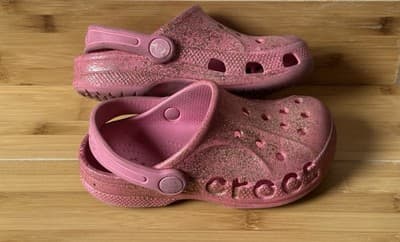 Girls crocs toddler size 11 pink sparkle Glitter - Thumbnail 5