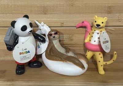 3 Ankyo Circus Zoo Party Animals Toys Figures Cake Toppers Panda Sloth & Cheetah - Thumbnail 2