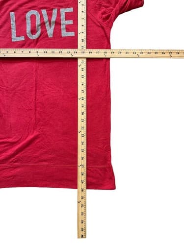 Victorias Secret “LOVE” Glitter Long Sleeve Sleep Shirt Sz Small - Red Silver - Thumbnail 4
