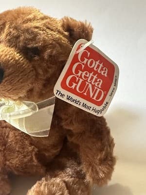 GUND Mini GRAYSON 15294 Stuffed Brown Bear w Bow- 5.5" Movable Joints W Tag - Thumbnail 2