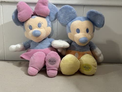 Disney Store Exclusive Mickey & Minnie Mouse Multicolor Pastel Plush 12” Set