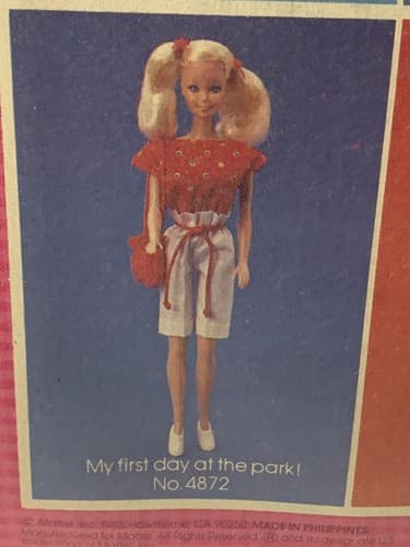 BARBIE DOLL 1983 VINTAGE FASHION MY FIRST DAY AT THE PARK 4872 NRFC Red White - Thumbnail 3