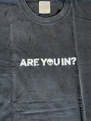 Vintage faded Nike T-Shirt Are You In Skull grey tag Mens Large - Thumbnail 4