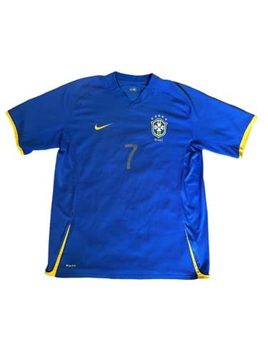 NIKE FitDry Men's Brasil CBF Match BLUE Soccer Jersey Mens Size XL #7 Futbol - Thumbnail 2