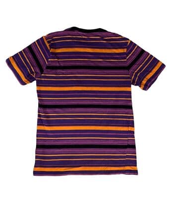 Y2K Huf Striped Multi-Color Mens Large Embroidered Multicolor T-Shirt Purple - Thumbnail 3