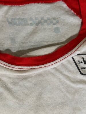 Van's Henley Shirt Men's Size Small red and cream long sleeve - Thumbnail 3