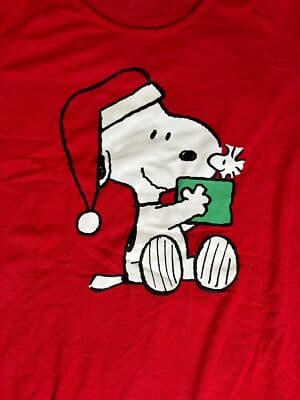 Peanuts Snoopy Munki Munki Nightgown Nightshirt Christmas Red Womens Large - Thumbnail 2