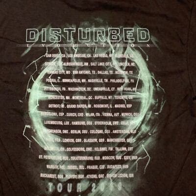 Disturbed Men's 2019 Evolution Tour T-Shirt Size XL Gas Mask - Thumbnail 3