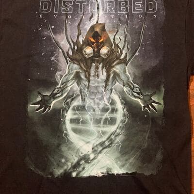 Disturbed Men's 2019 Evolution Tour T-Shirt Size XL Gas Mask - Thumbnail 2