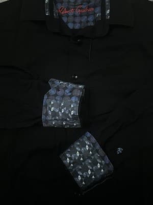 Robert Graham Classic Fit M Dress Shirt Solid Black - Thumbnail 2