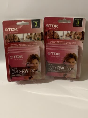 (3) TDK Mini DVD-RW Camcorder Computer 30 Min Rewritable DVD Disk 3 Packs New - Thumbnail 4