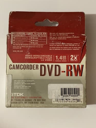 (3) TDK Mini DVD-RW Camcorder Computer 30 Min Rewritable DVD Disk 3 Packs New - Thumbnail 3