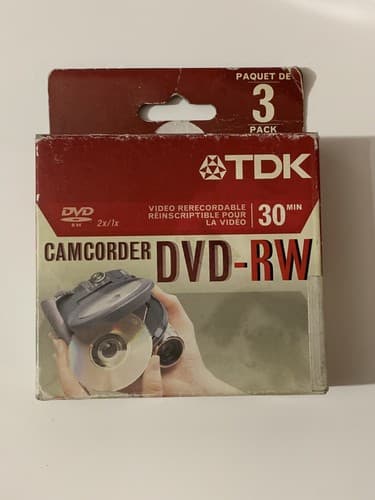 (3) TDK Mini DVD-RW Camcorder Computer 30 Min Rewritable DVD Disk 3 Packs New - Thumbnail 2