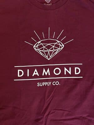 Mens medium Diamond Supply T-Shirt Burgandy white - Thumbnail 4