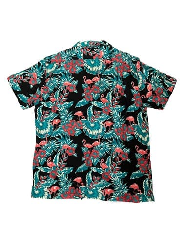 Cubavera Flamingo Beach Party Button Down Black Mens Size Large Short Sleeve New - Thumbnail 2
