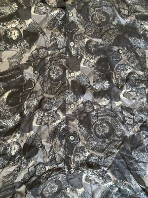 Mens Elite Light weight Silk Button up Dress Shirt t-shirt Black white grey Med - Thumbnail 3
