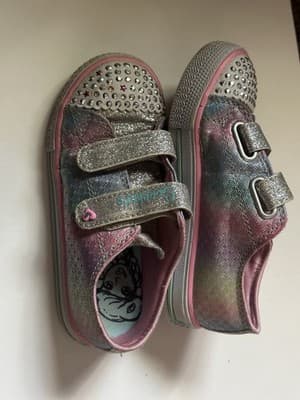 Skechers Twinkle Toes Light Up Girls Shoes Size 10 Rainbow Sequins - Thumbnail 4