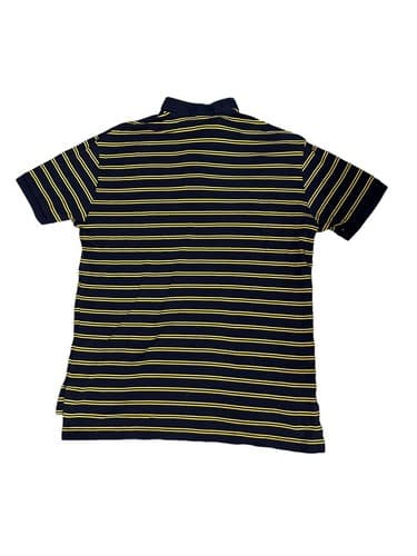 Polo Ralph Lauren Polo Shirt Mens XL Navy Blue Yellow Stripes Pony Cotton - Thumbnail 3