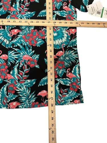 Cubavera Flamingo Beach Party Button Down Black Mens Size Large Short Sleeve New - Thumbnail 6