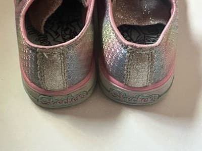 Skechers Twinkle Toes Light Up Girls Shoes Size 10 Rainbow Sequins - Thumbnail 5