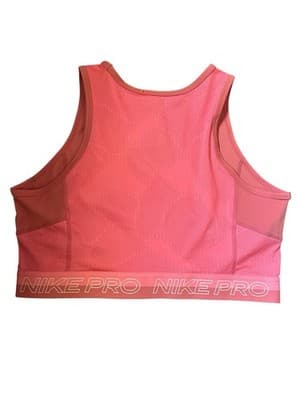 New NIKE PRO Dri-FIT Cropped Women's Medium Training Top Sports Bra Coral NWT - Thumbnail 2