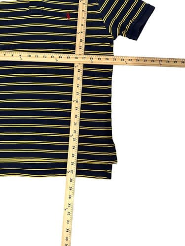 Polo Ralph Lauren Polo Shirt Mens XL Navy Blue Yellow Stripes Pony Cotton - Thumbnail 5
