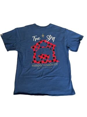 Simply Southern Shirt Womens Large Blue Red True Story Christmas Tee