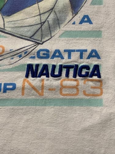 Nautica N-83 SAILING REGATTA CUP Men's t shirt Sz XL White Graphic Embroidered - Thumbnail 3