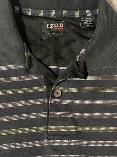 Izod XFG Mens Size Medium Black Striped Short Sleeve Golf Polo Shirt Xtra Dry - Thumbnail 4