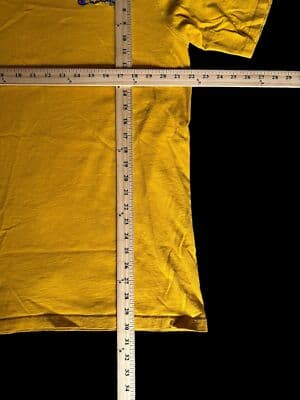 Mens Vintage 90s XL Champion Spellout Embroidered T-Shirt Yellow - Thumbnail 2