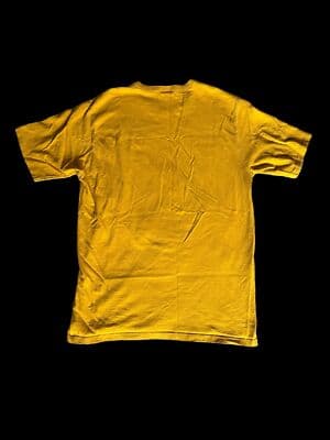 Mens Vintage 90s XL Champion Spellout Embroidered T-Shirt Yellow - Thumbnail 3