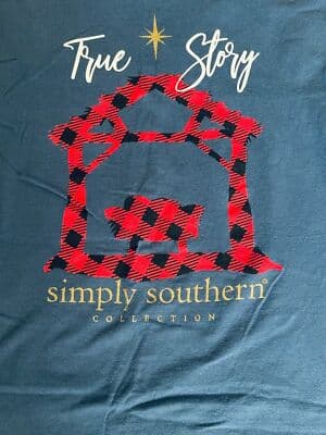 Simply Southern Shirt Womens Large Blue Red True Story Christmas Tee - Thumbnail 2