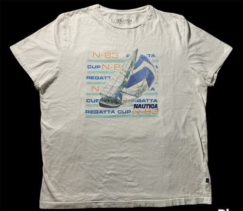 Nautica N-83 SAILING REGATTA CUP Men's t shirt Sz XL White Graphic Embroidered