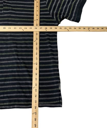 Izod XFG Mens Size Medium Black Striped Short Sleeve Golf Polo Shirt Xtra Dry - Thumbnail 2