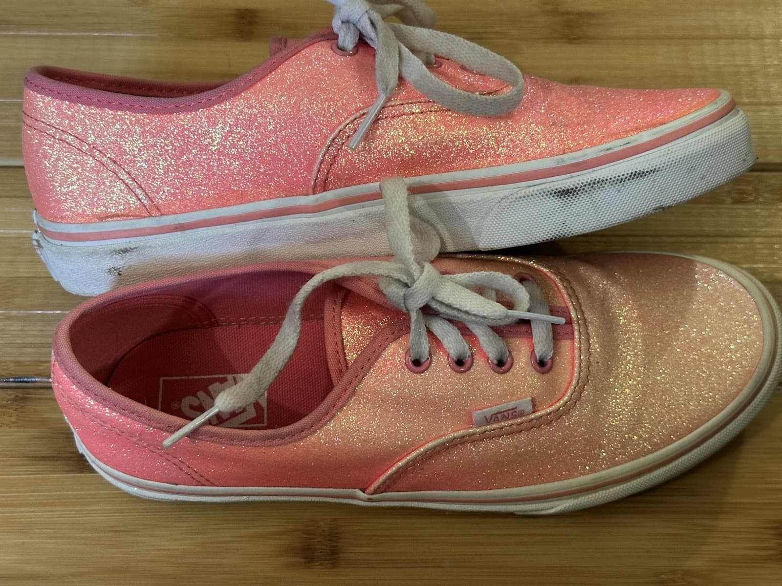VANS Authentic Classic Neon Pink Glitter Womens Shoes Juniors Size 5.5 Womens 7 - Thumbnail 6